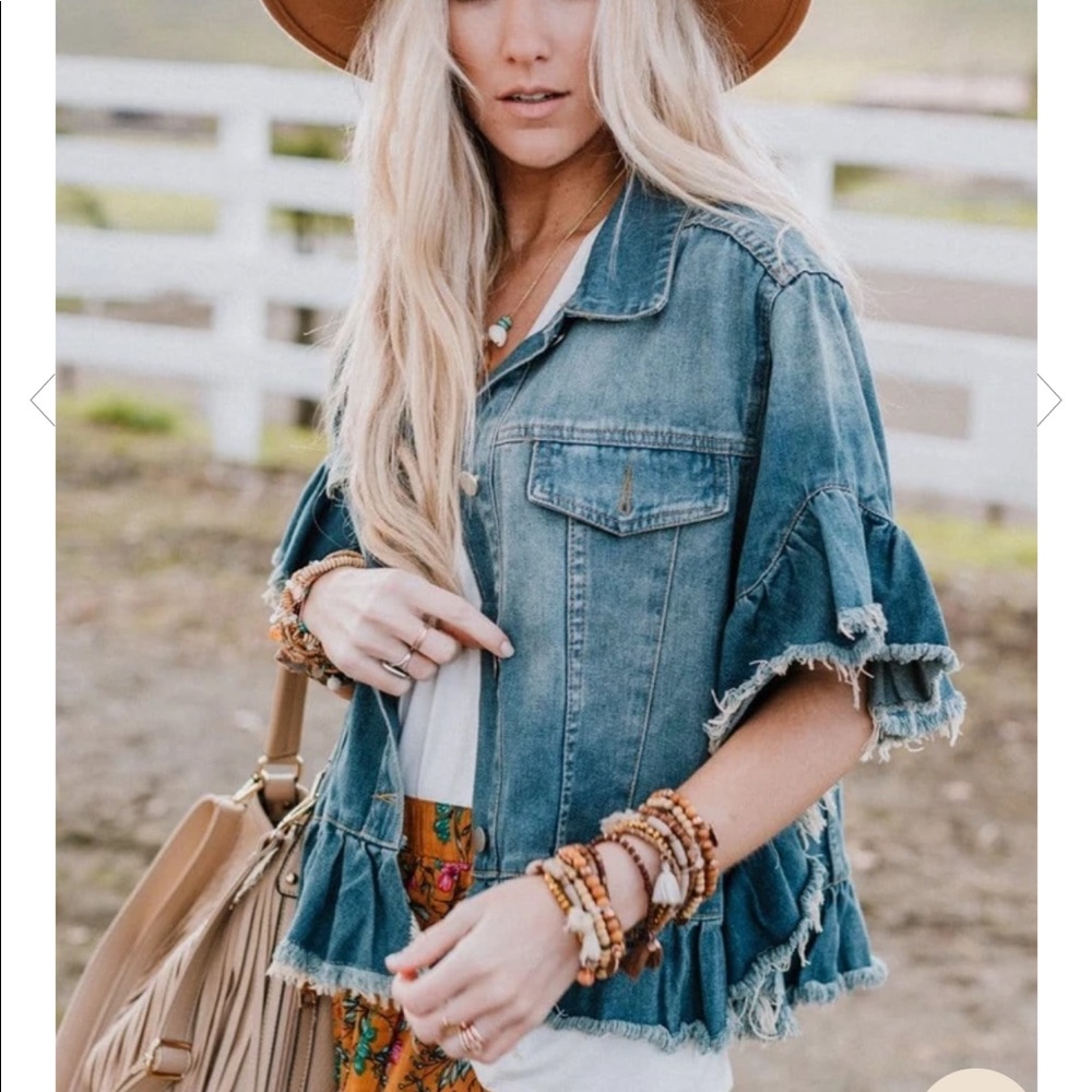 Ruffle Denim Jacket
